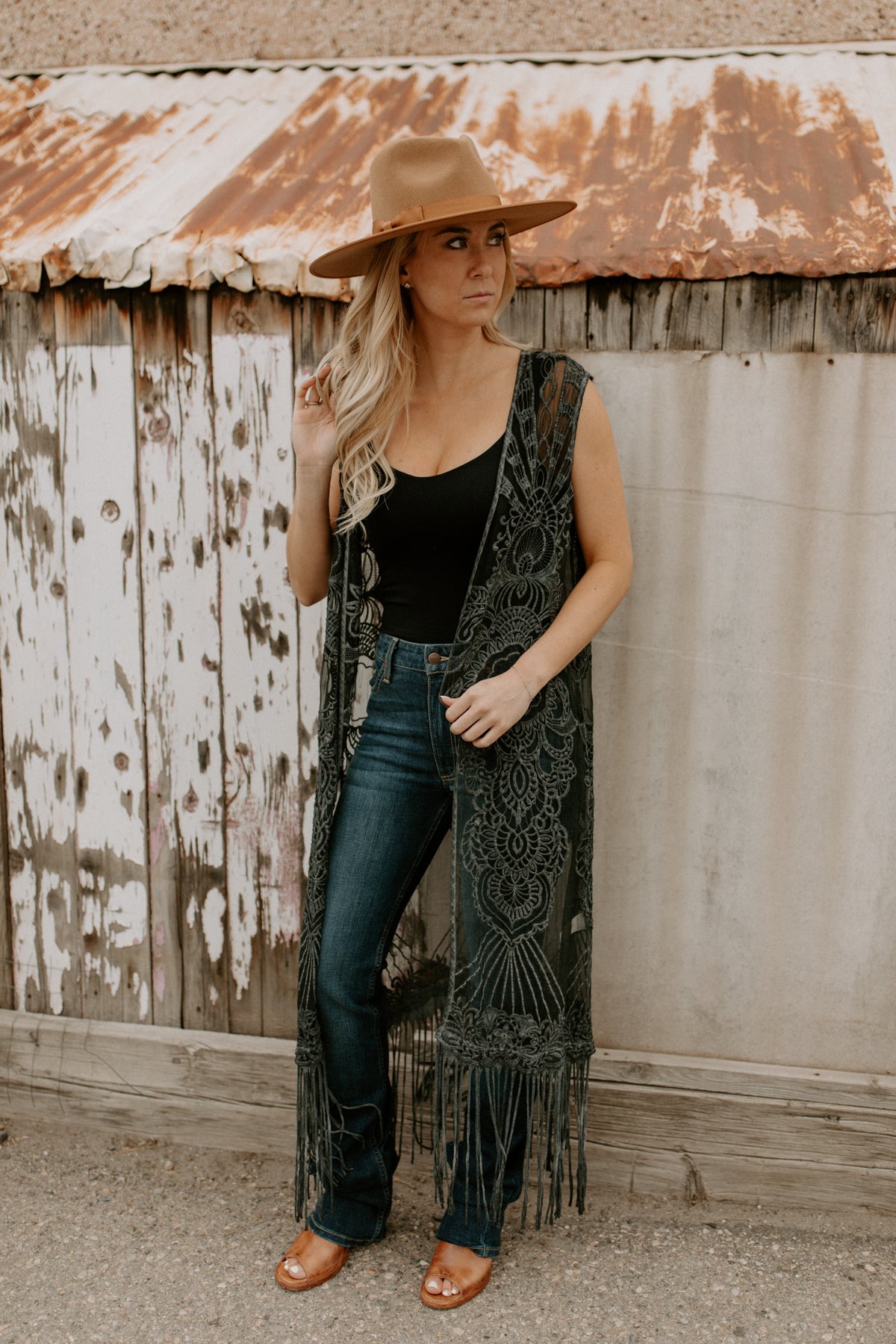 Lorena Silk Fringe Duster
