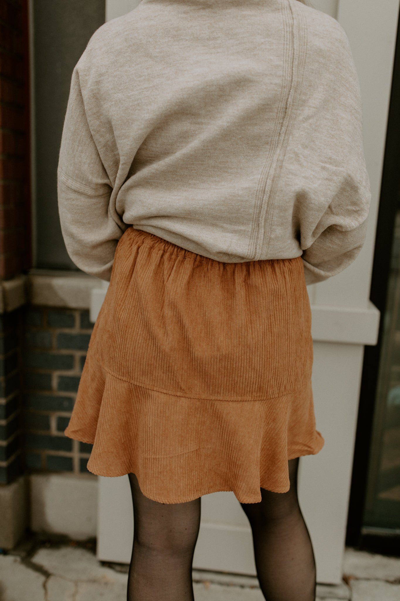 Brown corduroy button clearance skirt