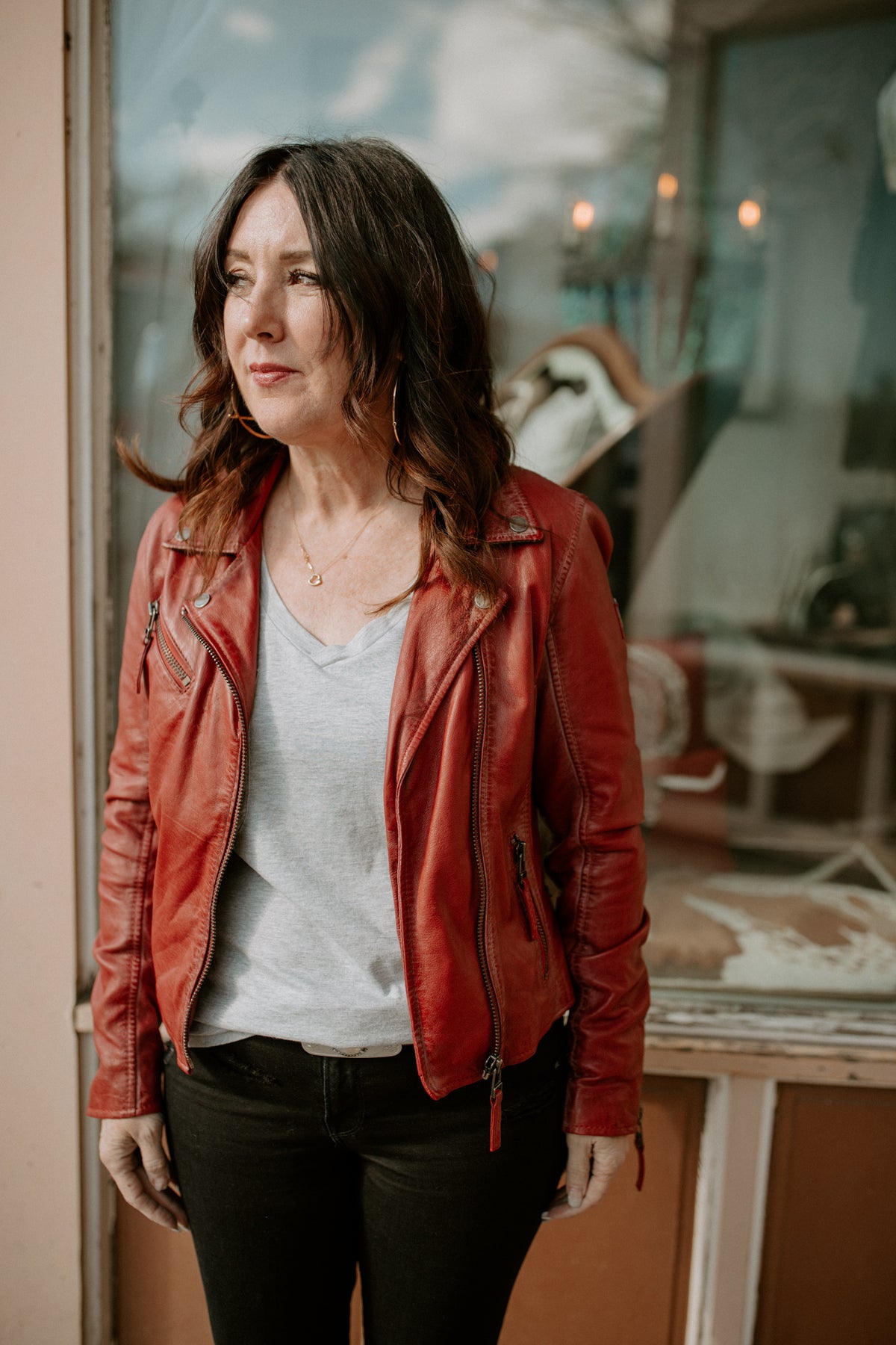 Christy Leather Jacket - Red
