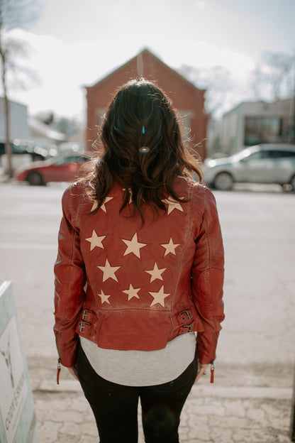 Christy Leather Jacket - Red