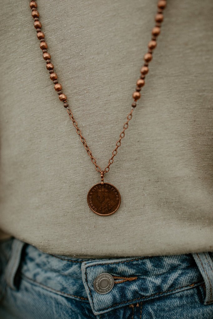 U.S. Dime Coin Necklace Layered Copper Pendant Handmade Mixed Metal  Hendywood