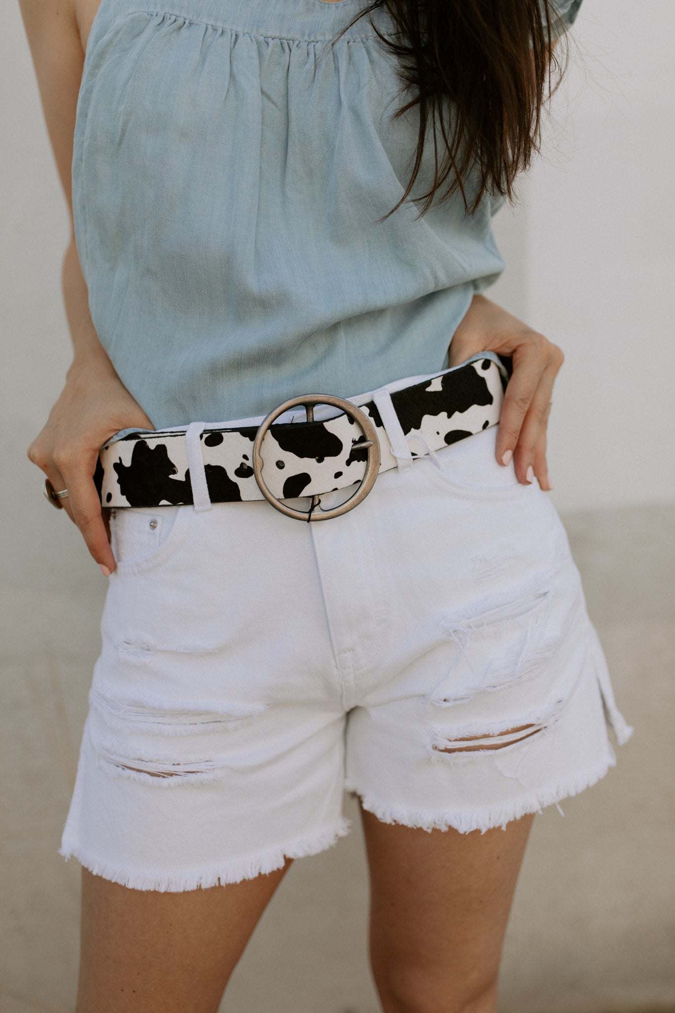 Wide Cow Print Belt