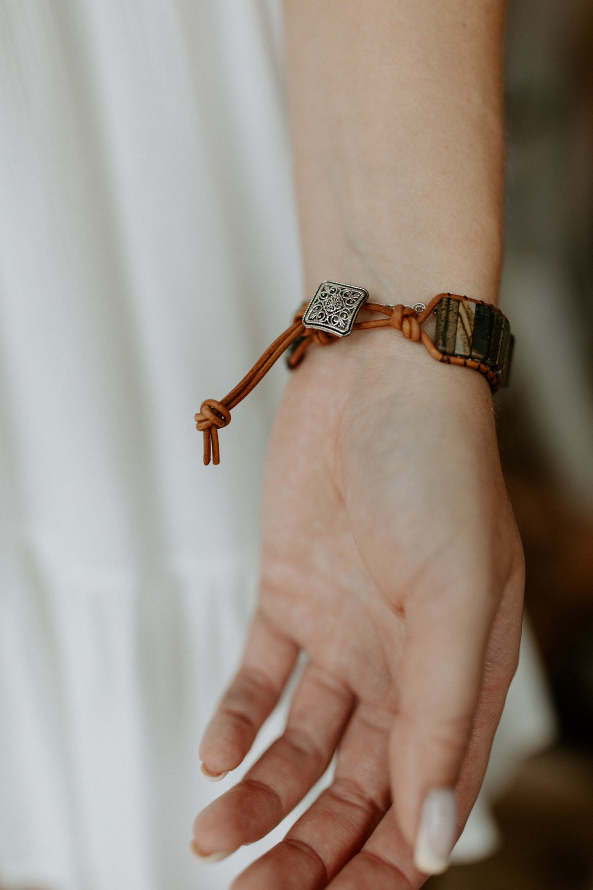 Woven Stacked Stone Bracelet