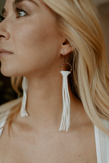 Deer Skin Leather Tassel Earrings