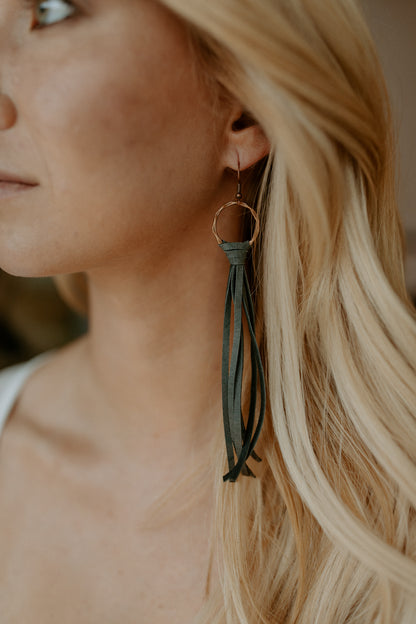 Deer Skin Leather Tassel Earrings