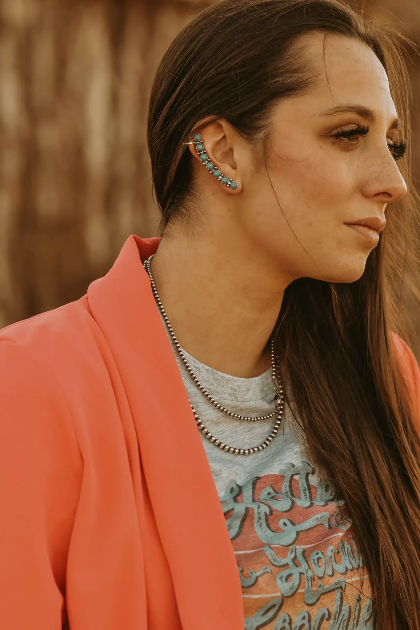 Turquoise Ear Climber Cody and Sioux