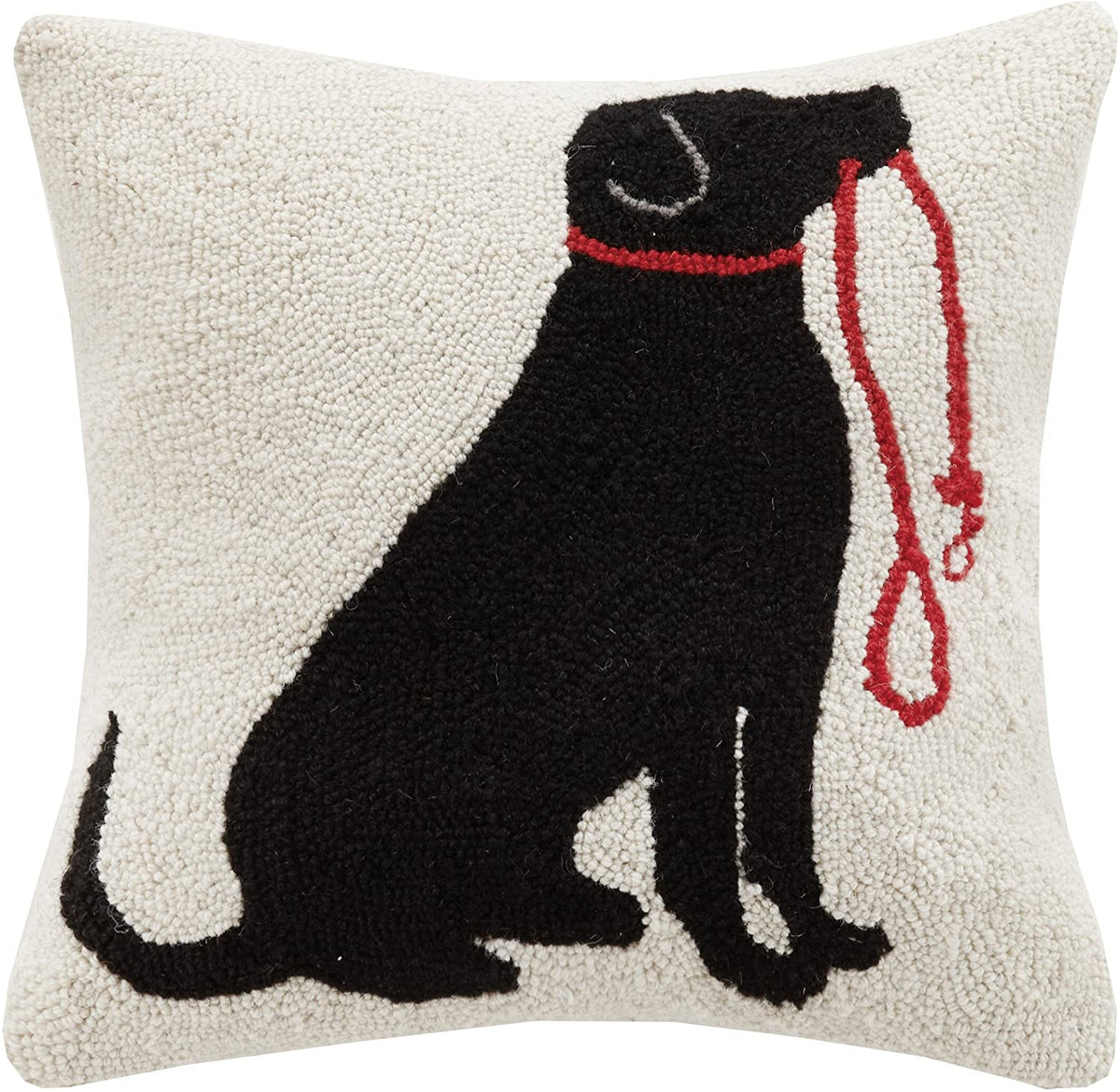 Lab Dog &amp; Leash Wool Hook Pillow