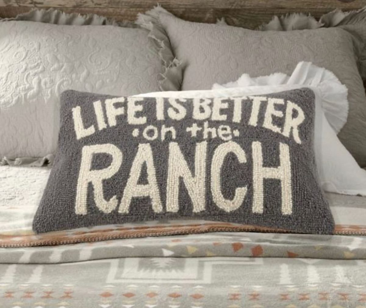 Life is Better on the Ranch Wool Hook Pillow - Large