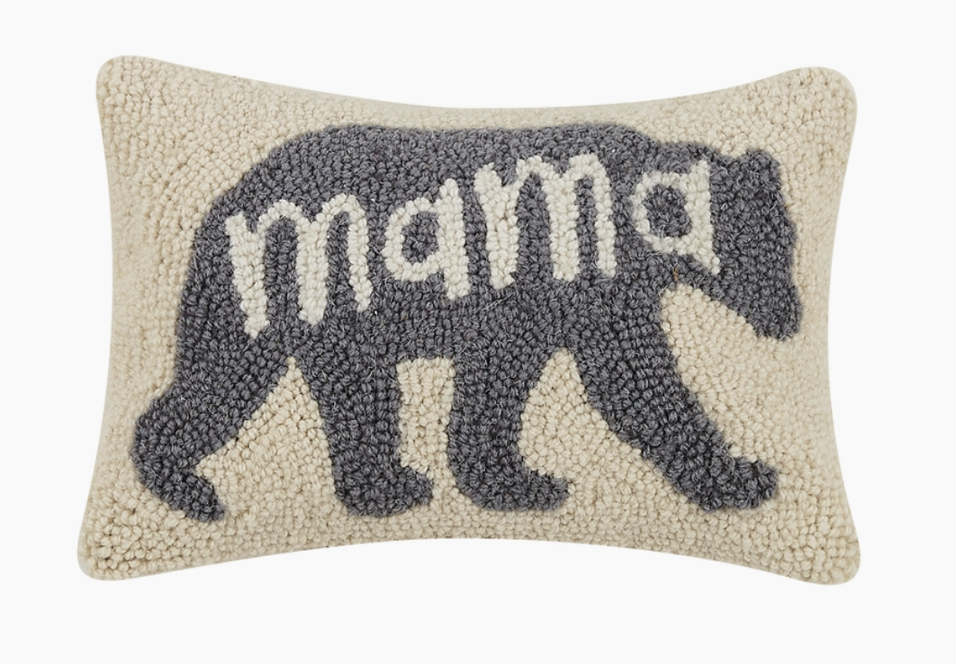 Mama Bear Wool Hook Pillow