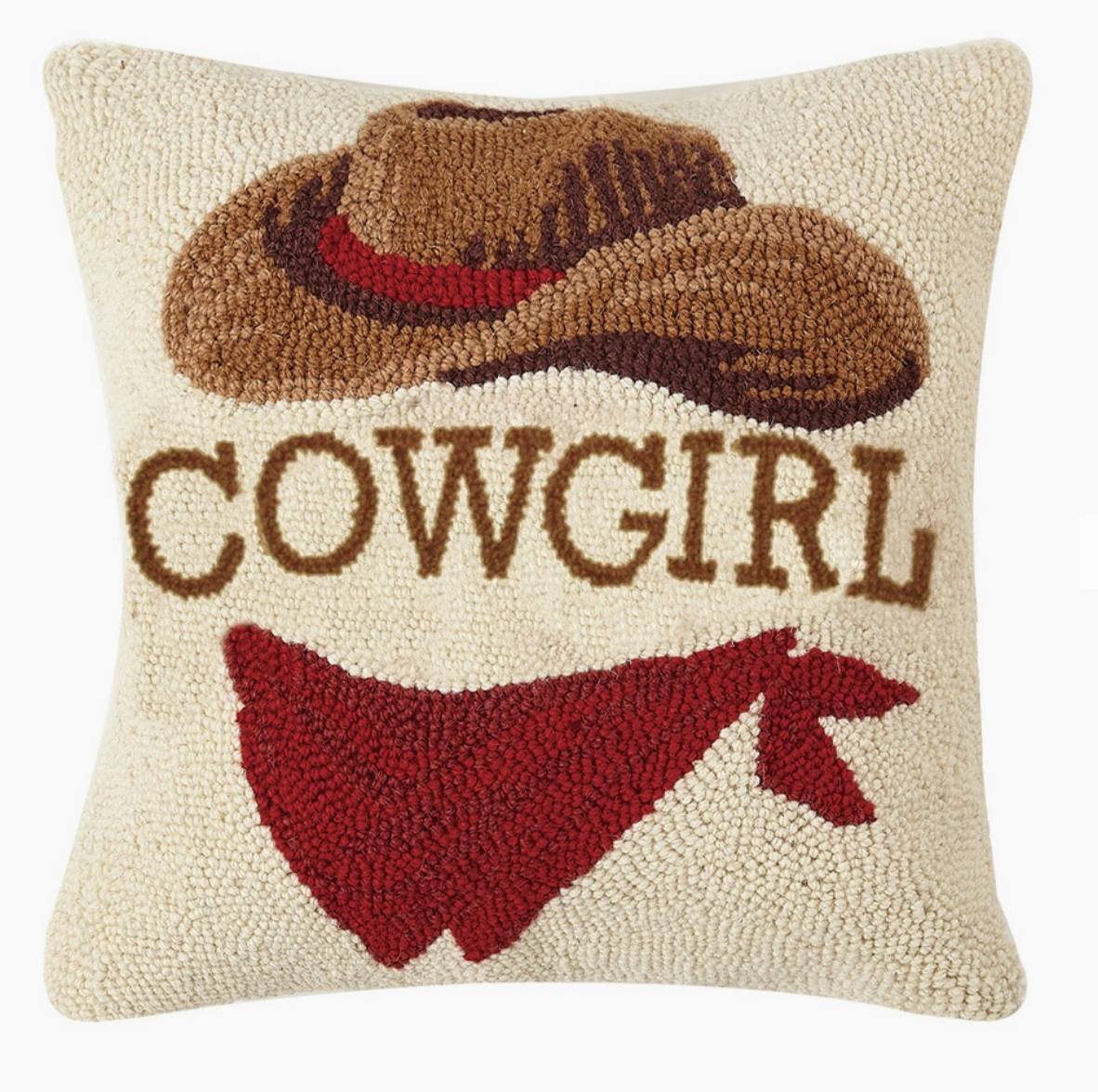 Cowgirl Cowboy Wool Hook Pillow