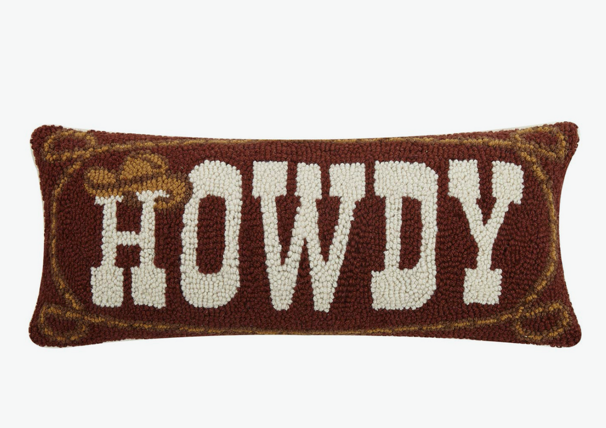 Howdy Cowboy Wool Hook Pillow