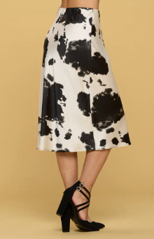 Cow Print Satin Midi Skirt Cody and Sioux